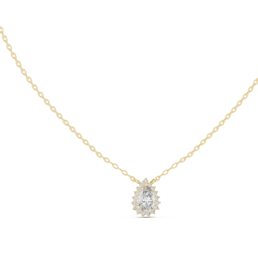 Round And Pear Shape lab grown 14k Solid Gold Diamond Pendant For Her - HIGHCARAT DIAMONDS