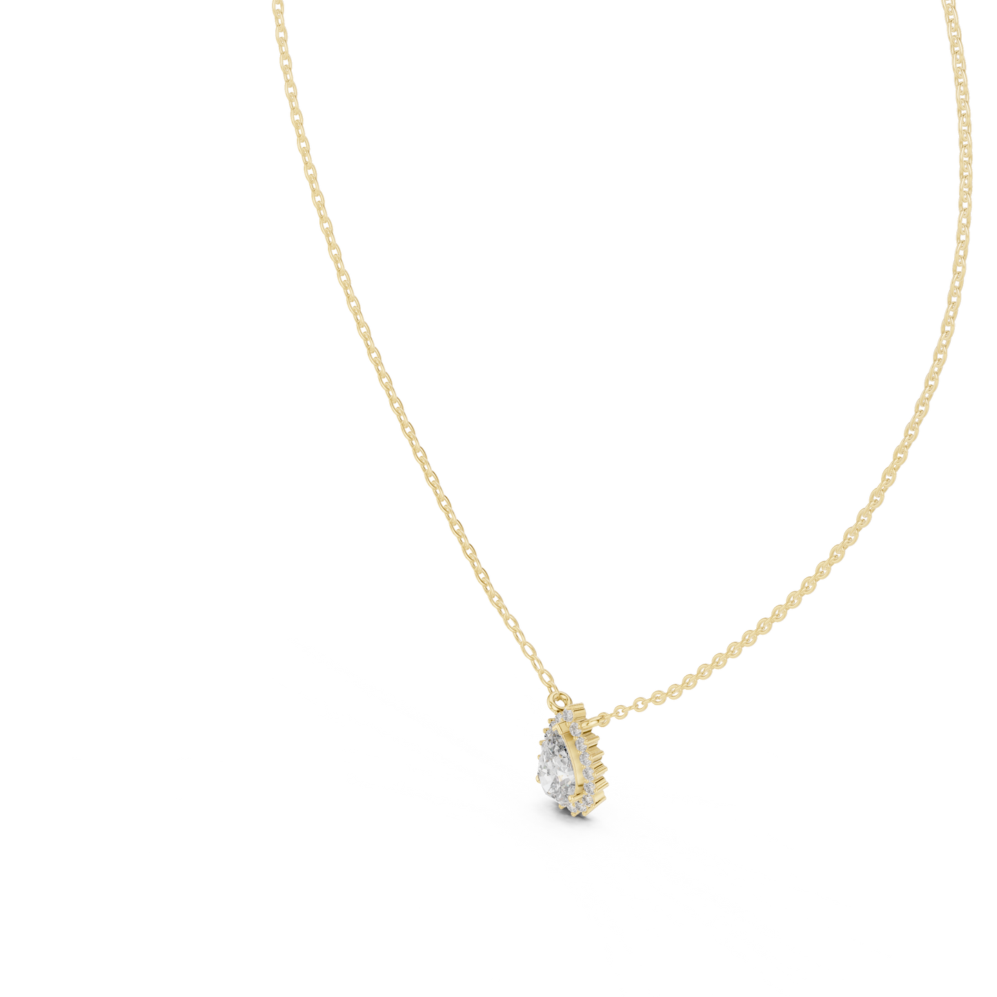 Round And Pear Shape lab grown 14k Solid Gold Diamond Pendant For Her - HIGHCARAT DIAMONDS