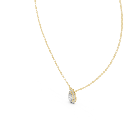Round And Pear Shape lab grown 14k Solid Gold Diamond Pendant For Her - HIGHCARAT DIAMONDS