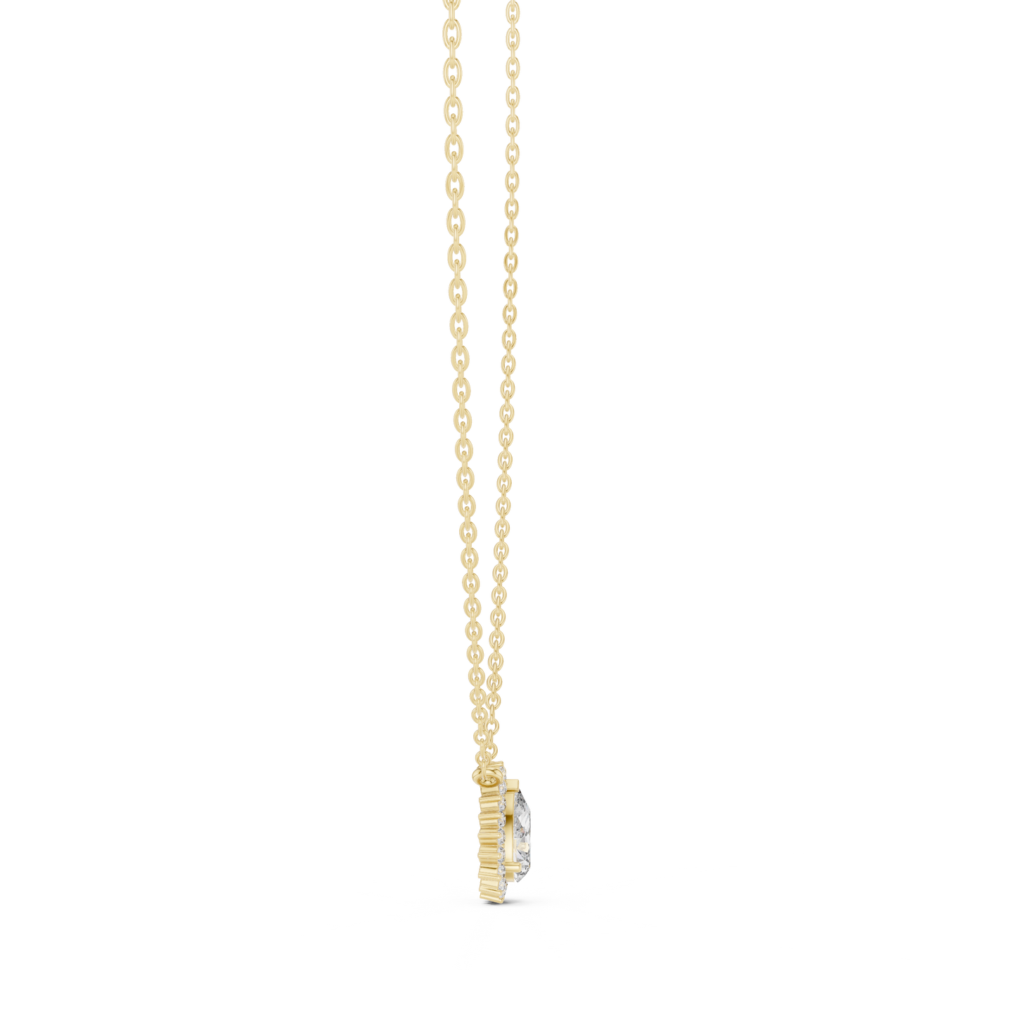 Round And Pear Shape lab grown 14k Solid Gold Diamond Pendant For Her - HIGHCARAT DIAMONDS