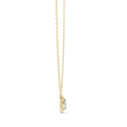Round And Pear Shape lab grown 14k Solid Gold Diamond Pendant For Her - HIGHCARAT DIAMONDS