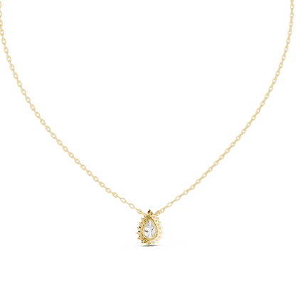 Round And Pear Shape lab grown 14k Solid Gold Diamond Pendant For Her - HIGHCARAT DIAMONDS