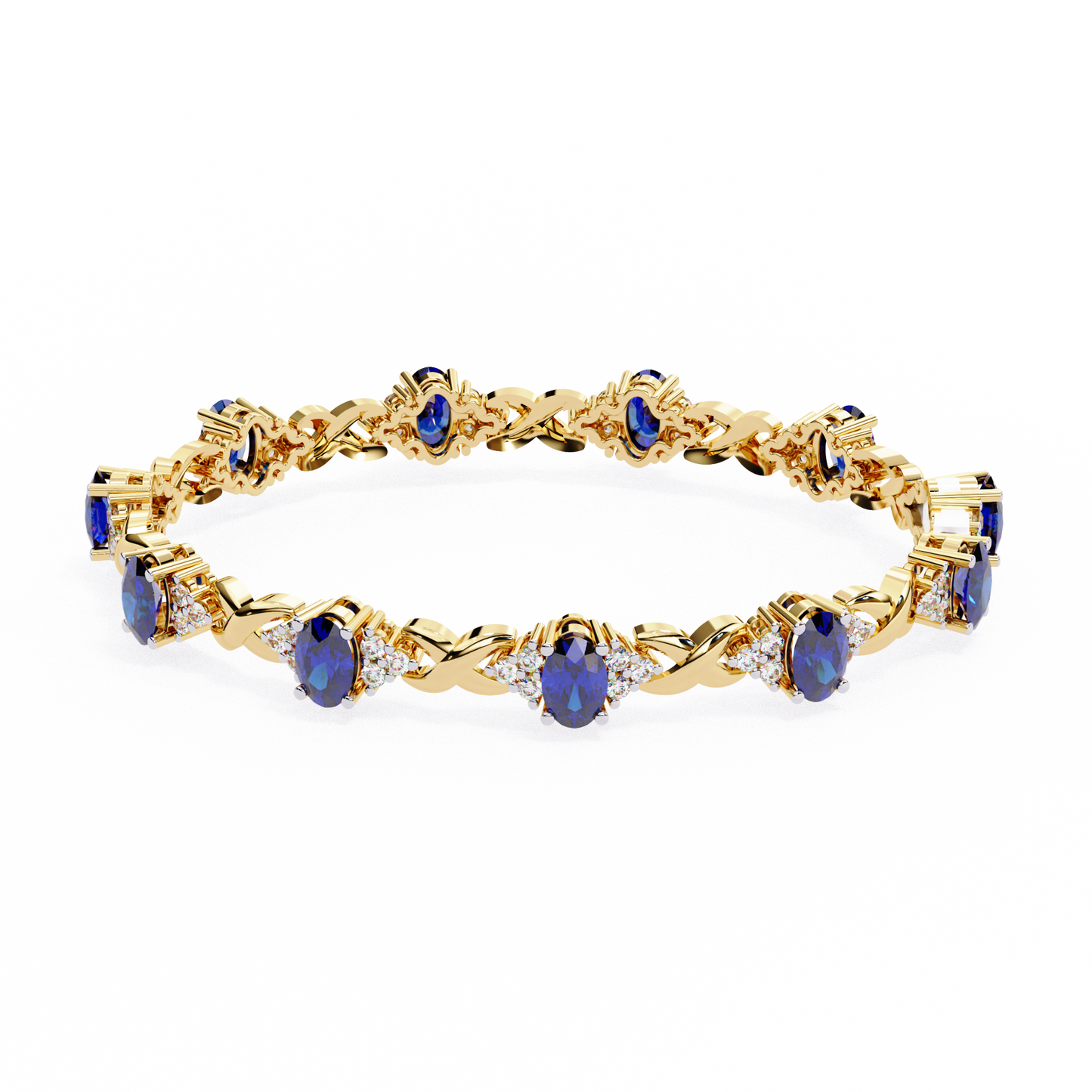 4.72Ct Oval And Round Cut Blue Fancy Diamond Minimalist Sapphire Wedding Bracelet Gift For Women's - HIGHCARAT DIAMONDS