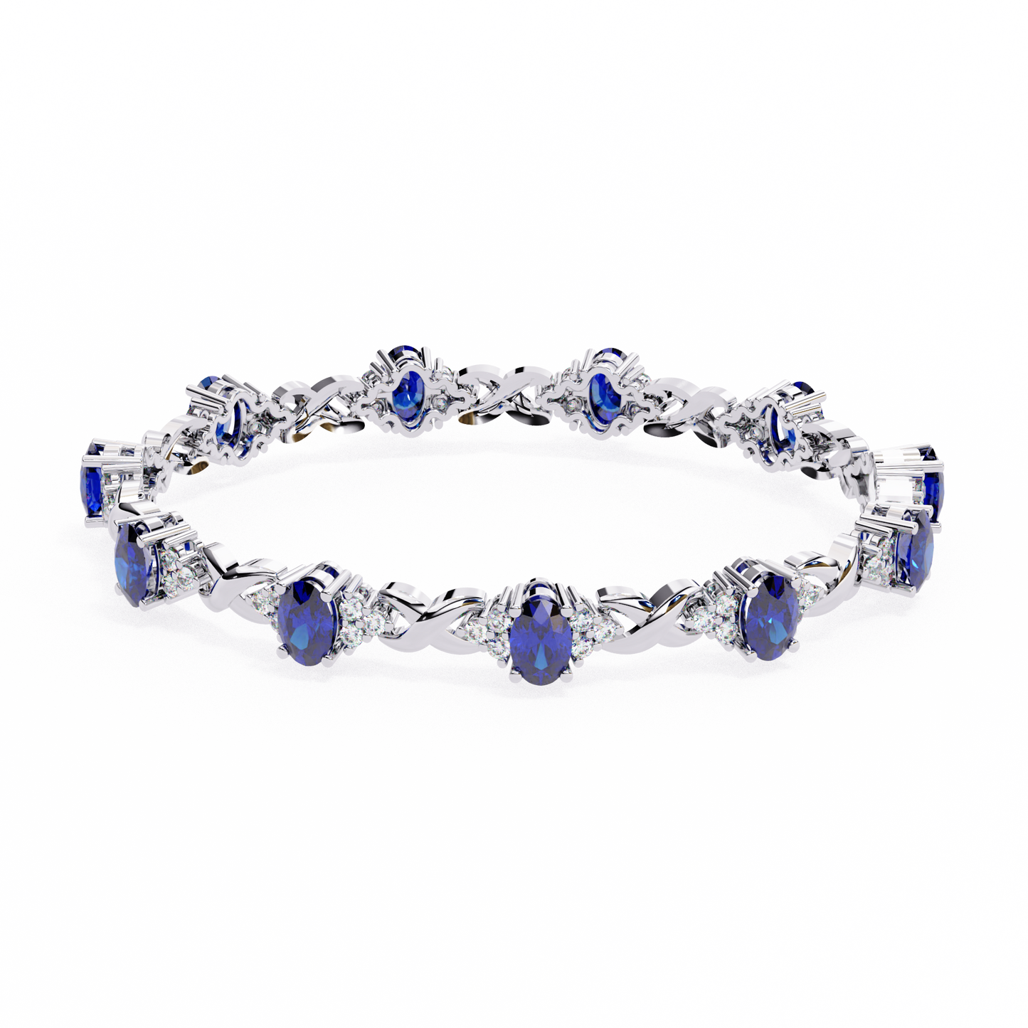 4.72Ct Oval And Round Cut Blue Fancy Diamond Minimalist Sapphire Wedding Bracelet Gift For Women's - HIGHCARAT DIAMONDS