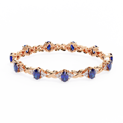 4.72Ct Oval And Round Cut Blue Fancy Diamond Minimalist Sapphire Wedding Bracelet Gift For Women's - HIGHCARAT DIAMONDS
