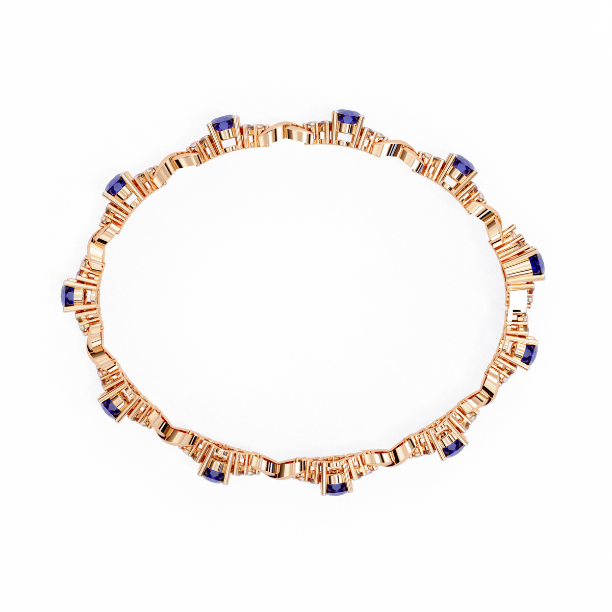 Oval sapphire bracelet with sparkling round diamond accents