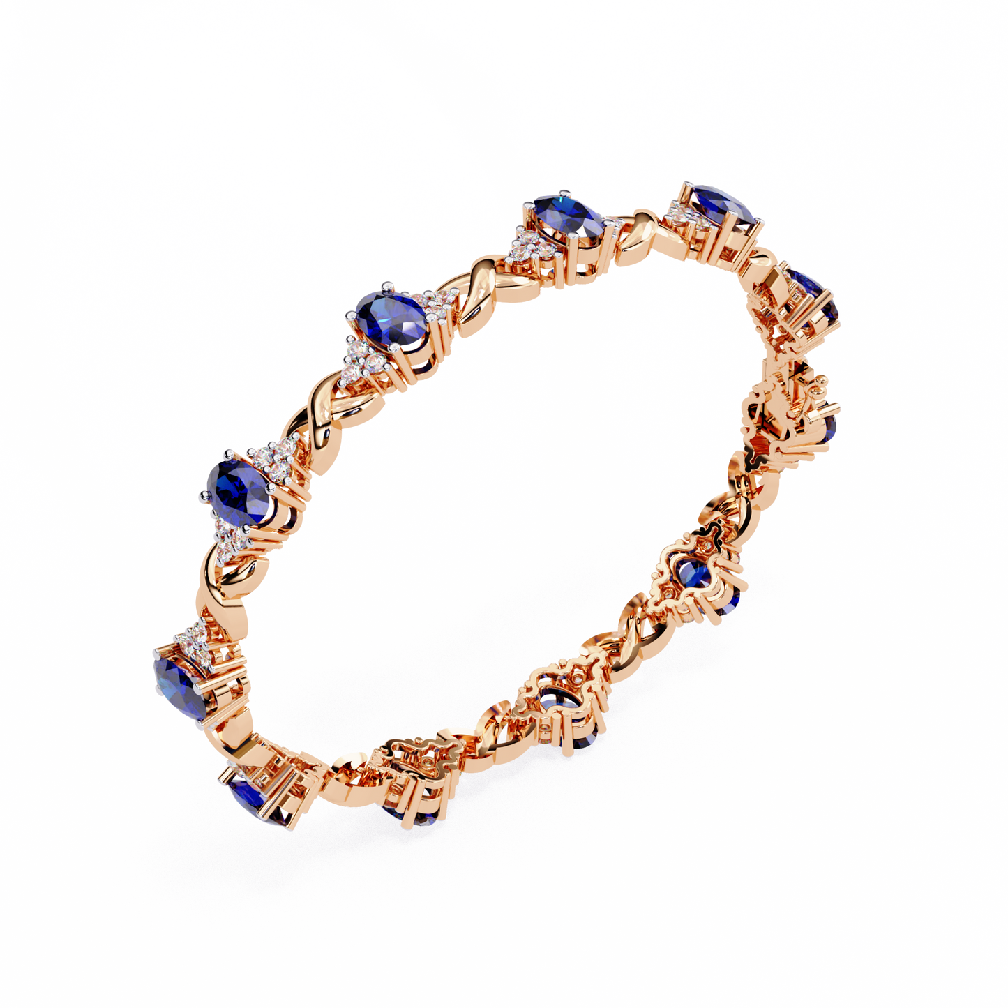 4.72Ct Oval And Round Cut Blue Fancy Diamond Minimalist Sapphire Wedding Bracelet Gift For Women's - HIGHCARAT DIAMONDS