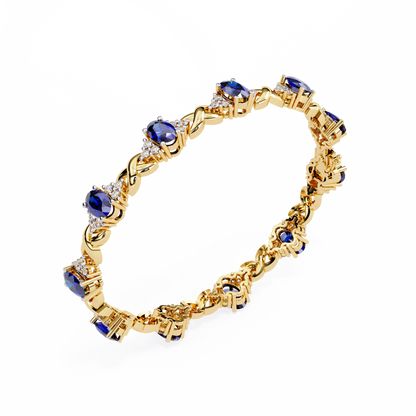 4.72Ct Oval And Round Cut Blue Fancy Diamond Minimalist Sapphire Wedding Bracelet Gift For Women's - HIGHCARAT DIAMONDS