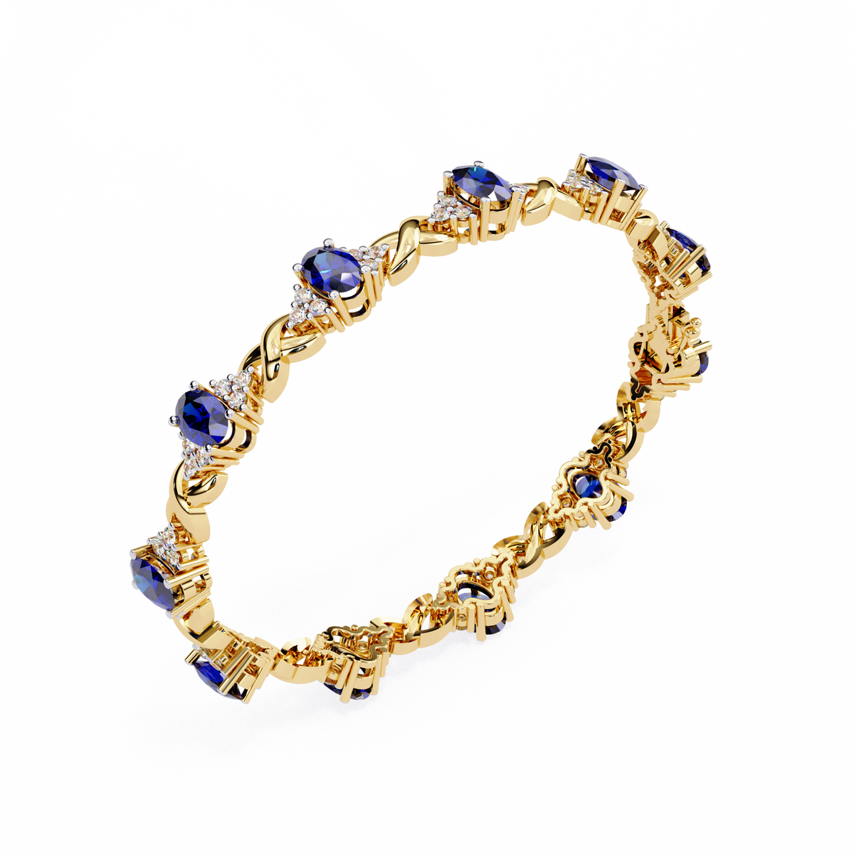 Sapphire and diamond link bracelet for women
