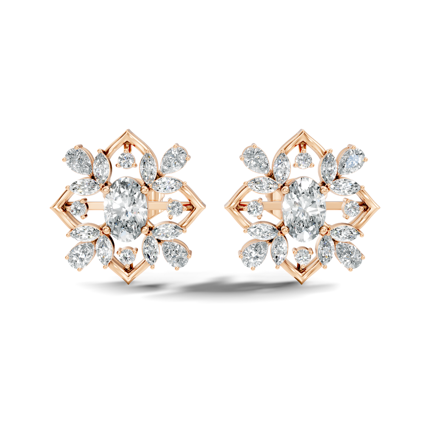 2.52 Ct Pear, Marquise, Round, & Oval Shape 10k Solid Gold Lab Grown Diamond Classic Vintage Diamond Earrings For Daily Wear - HIGHCARAT DIAMONDS