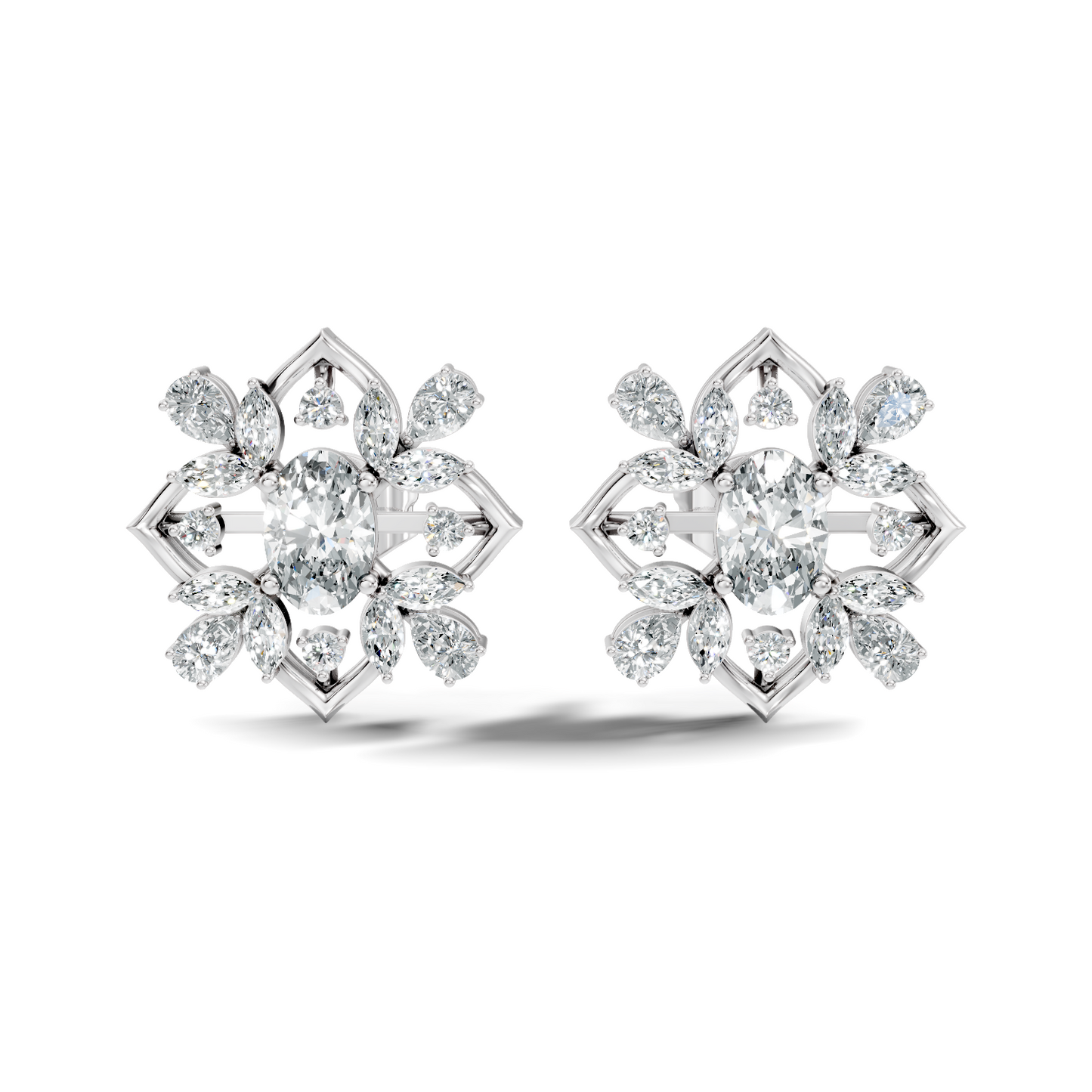 2.52 Ct Pear, Marquise, Round, & Oval Shape 10k Solid Gold Lab Grown Diamond Classic Vintage Diamond Earrings For Daily Wear - HIGHCARAT DIAMONDS
