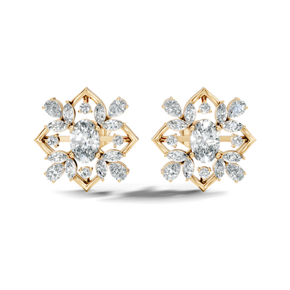 2.52 Ct Pear, Marquise, Round, & Oval Shape 10k Solid Gold Lab Grown Diamond Classic Vintage Diamond Earrings For Daily Wear - HIGHCARAT DIAMONDS