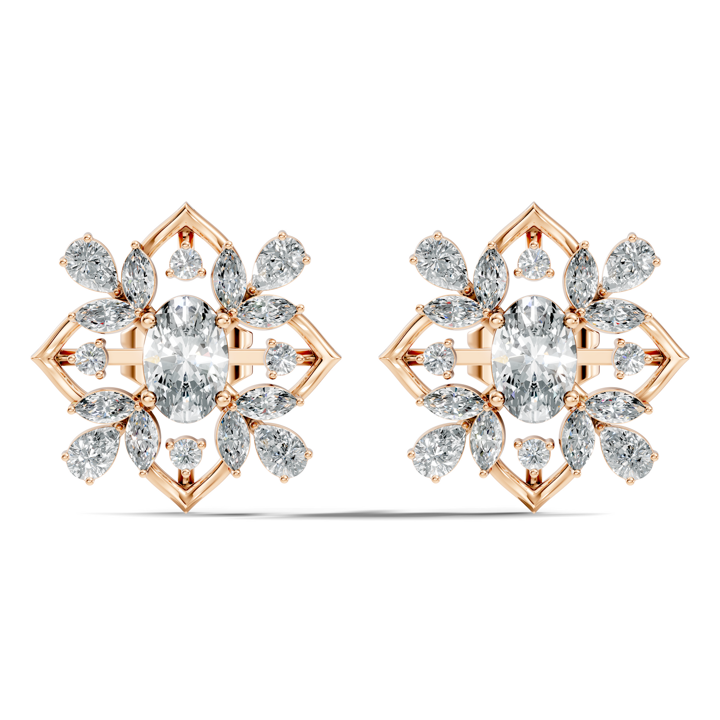 2.52 Ct Pear, Marquise, Round, & Oval Shape 10k Solid Gold Lab Grown Diamond Classic Vintage Diamond Earrings For Daily Wear - HIGHCARAT DIAMONDS
