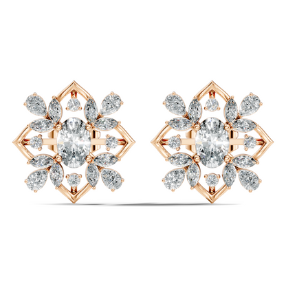 2.52 Ct Pear, Marquise, Round, & Oval Shape 10k Solid Gold Lab Grown Diamond Classic Vintage Diamond Earrings For Daily Wear - HIGHCARAT DIAMONDS