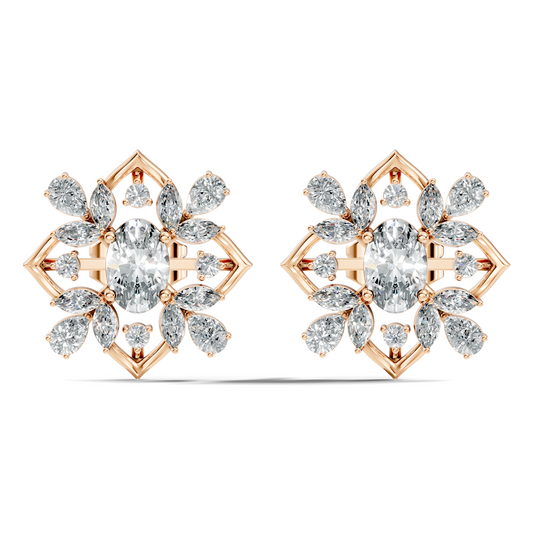 2.52 Ct Pear, Marquise, Round, & Oval Shape 10k Solid Gold Lab Grown Diamond Classic Vintage Diamond Earrings For Daily Wear - HIGHCARAT DIAMONDS