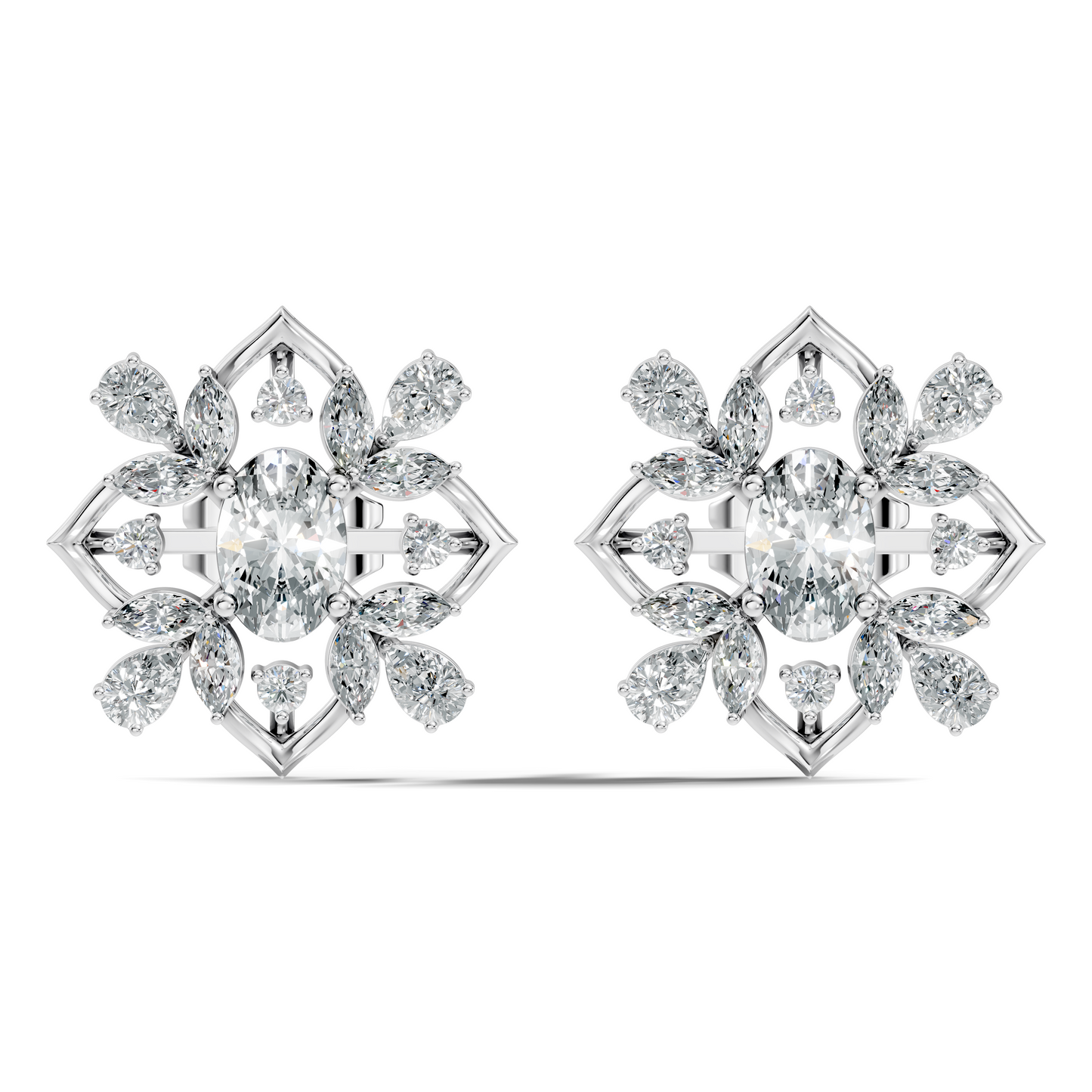 2.52 Ct Pear, Marquise, Round, & Oval Shape 10k Solid Gold Lab Grown Diamond Classic Vintage Diamond Earrings For Daily Wear - HIGHCARAT DIAMONDS