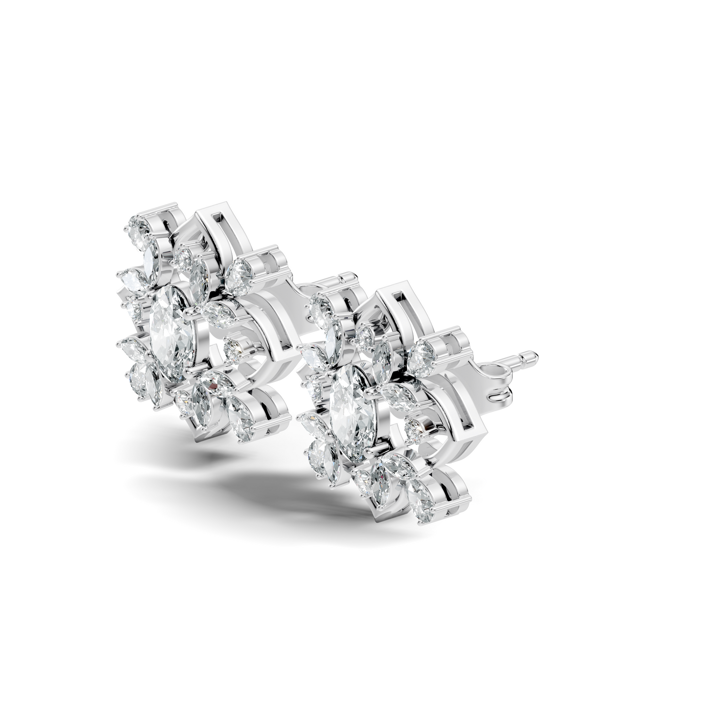 2.52 Ct Pear, Marquise, Round, & Oval Shape 10k Solid Gold Lab Grown Diamond Classic Vintage Diamond Earrings For Daily Wear - HIGHCARAT DIAMONDS