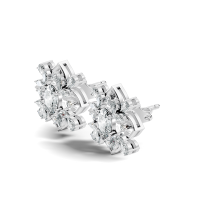 2.52 Ct Pear, Marquise, Round, & Oval Shape 10k Solid Gold Lab Grown Diamond Classic Vintage Diamond Earrings For Daily Wear - HIGHCARAT DIAMONDS