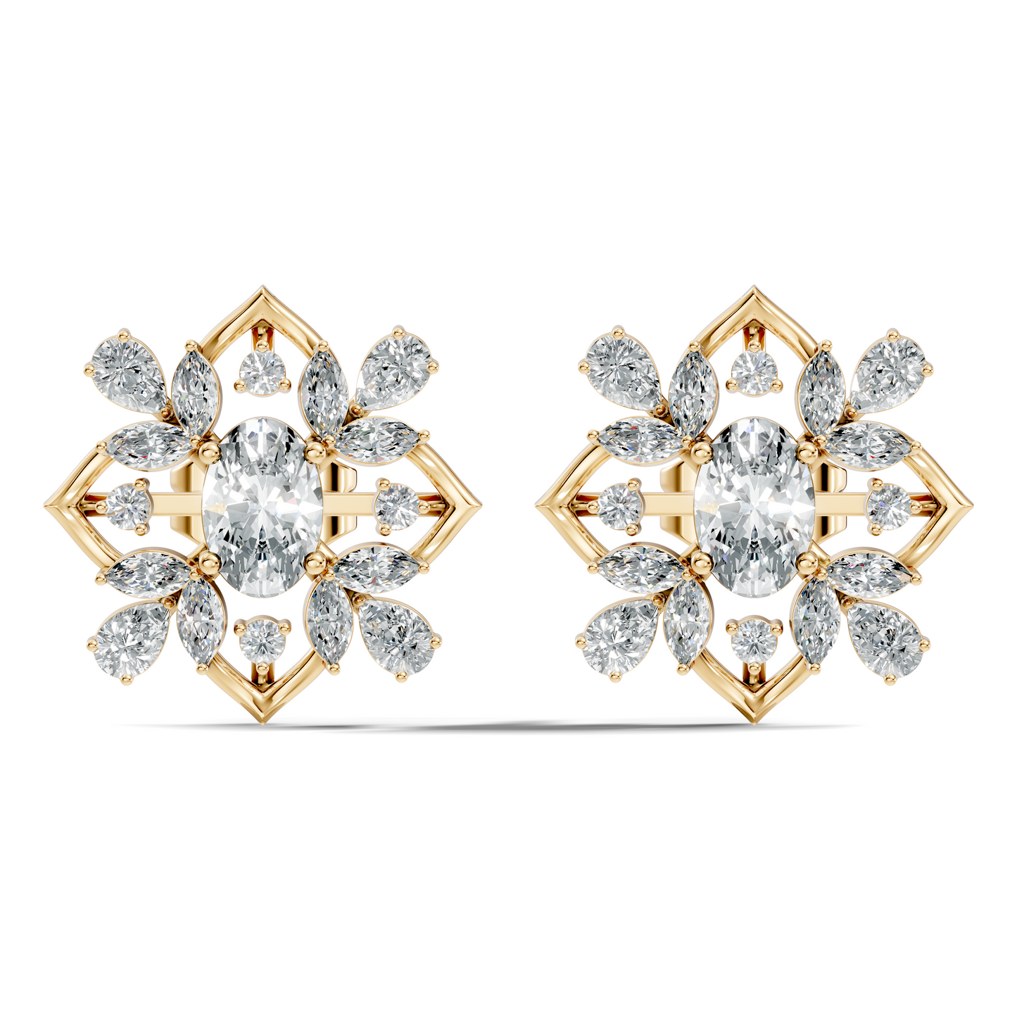 2.52 Ct Pear, Marquise, Round, & Oval Shape 10k Solid Gold Lab Grown Diamond Classic Vintage Diamond Earrings For Daily Wear - HIGHCARAT DIAMONDS