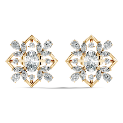 2.52 Ct Pear, Marquise, Round, & Oval Shape 10k Solid Gold Lab Grown Diamond Classic Vintage Diamond Earrings For Daily Wear - HIGHCARAT DIAMONDS