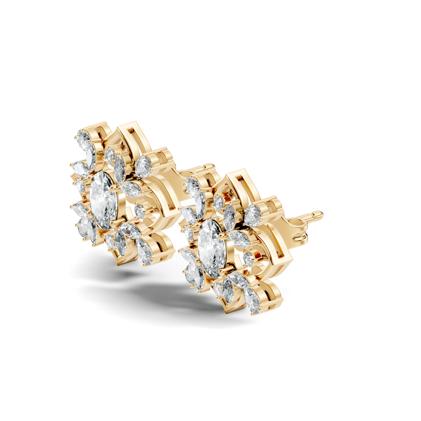 2.52 Ct Pear, Marquise, Round, & Oval Shape 10k Solid Gold Lab Grown Diamond Classic Vintage Diamond Earrings For Daily Wear - HIGHCARAT DIAMONDS