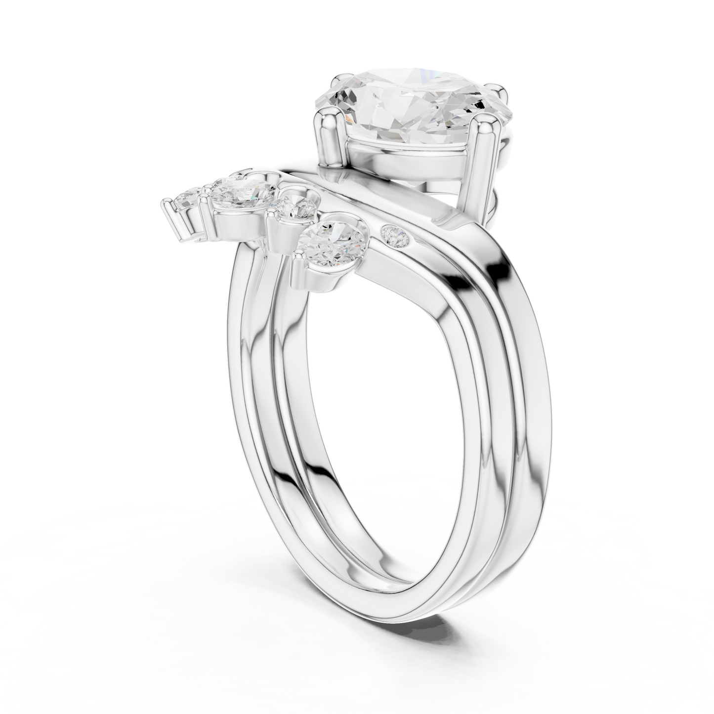 2.97 Ct 14k Solid Gold Oval & Round Shape Diamond With Side Stone Vintage Classic Occasionally Wear Diamond Ring for Girl - HIGHCARAT DIAMONDS