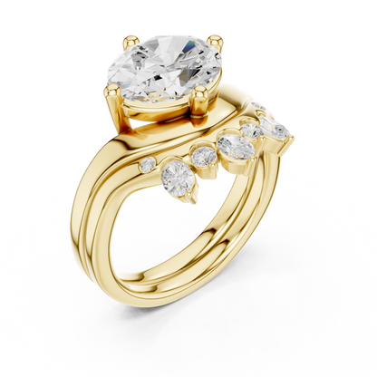 2.97 Ct 14k Solid Gold Oval & Round Shape Diamond With Side Stone Vintage Classic Occasionally Wear Diamond Ring for Girl - HIGHCARAT DIAMONDS