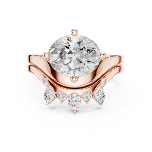 2.97 Ct 14k Solid Gold Oval & Round Shape Diamond With Side Stone Vintage Classic Occasionally Wear Diamond Ring for Girl - HIGHCARAT DIAMONDS