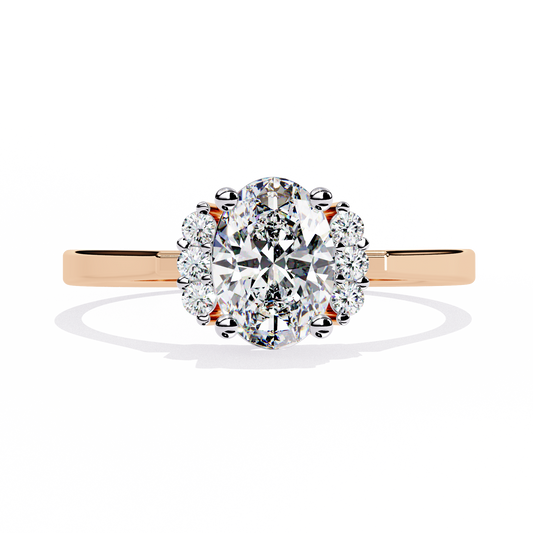 Oval Cut Diamond Cluster Halo Solitaire Ring - HIGHCARAT DIAMONDS