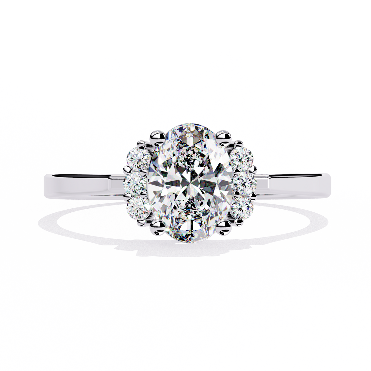 Oval Cut Diamond Cluster Halo Solitaire Ring - HIGHCARAT DIAMONDS