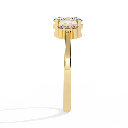 Oval Cut Diamond Cluster Halo Solitaire Ring