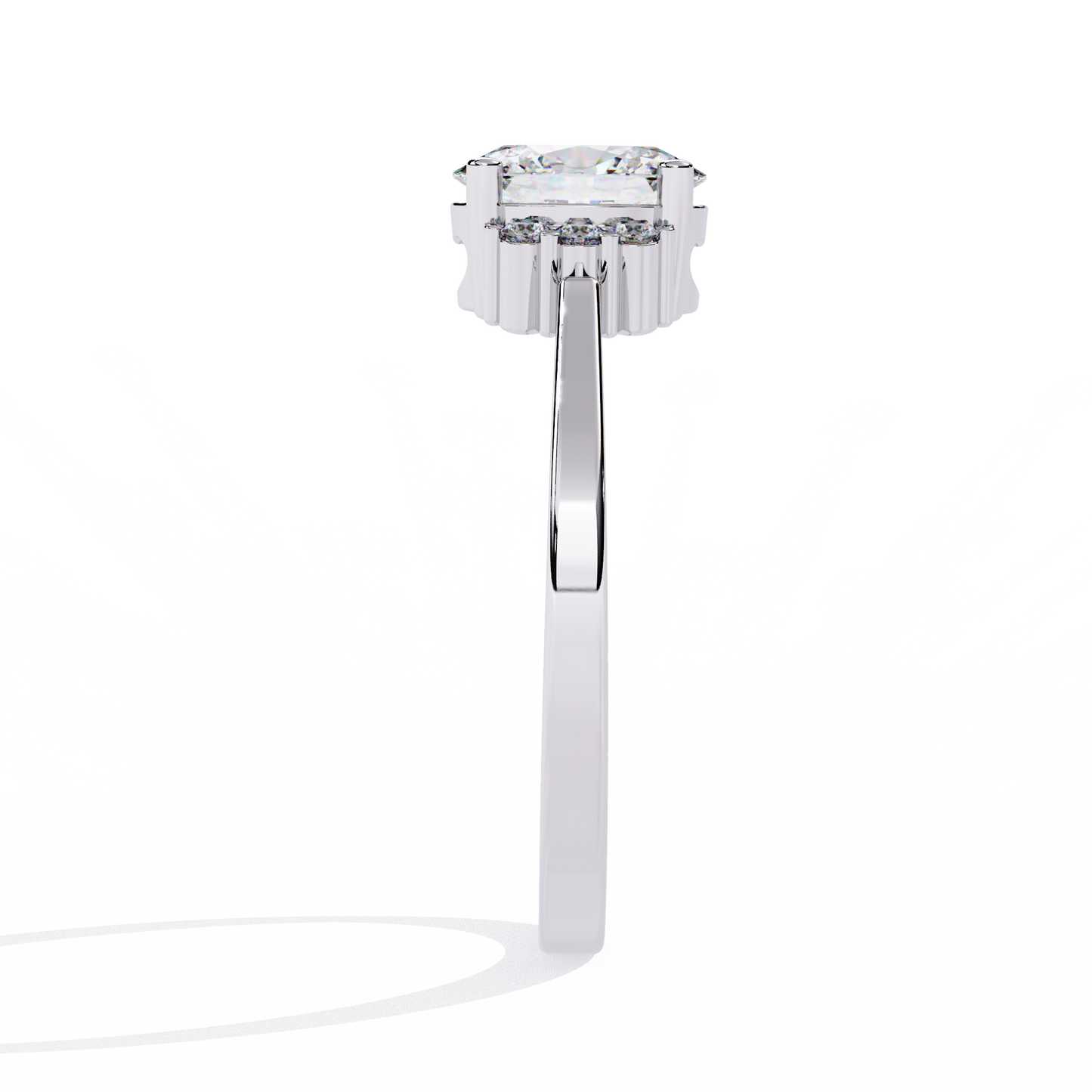 Oval Cut Diamond Cluster Halo Solitaire Ring