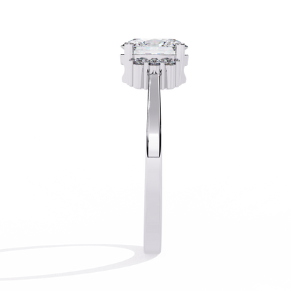 Oval Cut Diamond Cluster Halo Solitaire Ring