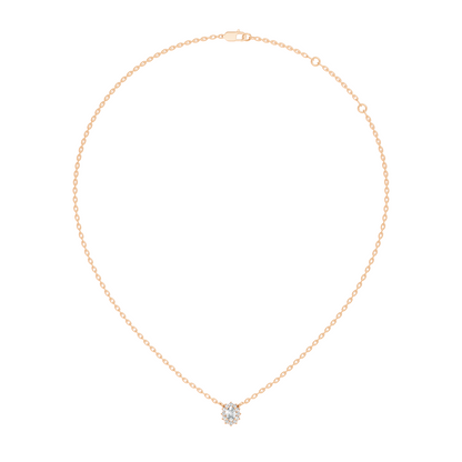 Oval Cut Diamond Pendant In 14K White Gold Halo Style Necklace Pendant For Her