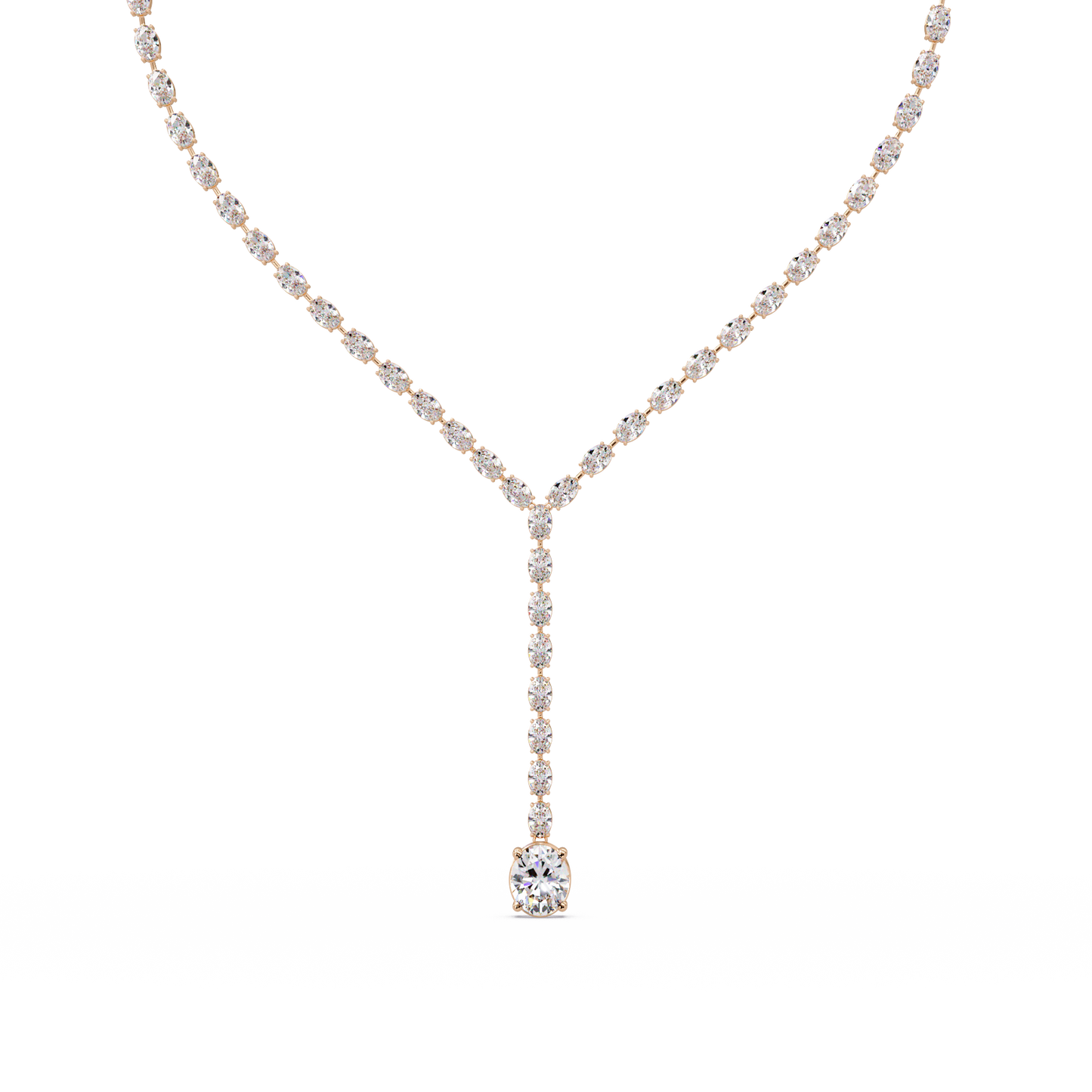 Oval Cut Drops Shape Lab Grown tennis Necklace - HIGHCARAT DIAMONDS