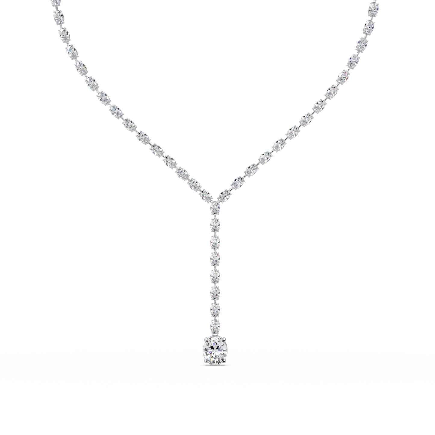 Oval Cut Drops Shape Lab Grown tennis Necklace - HIGHCARAT DIAMONDS