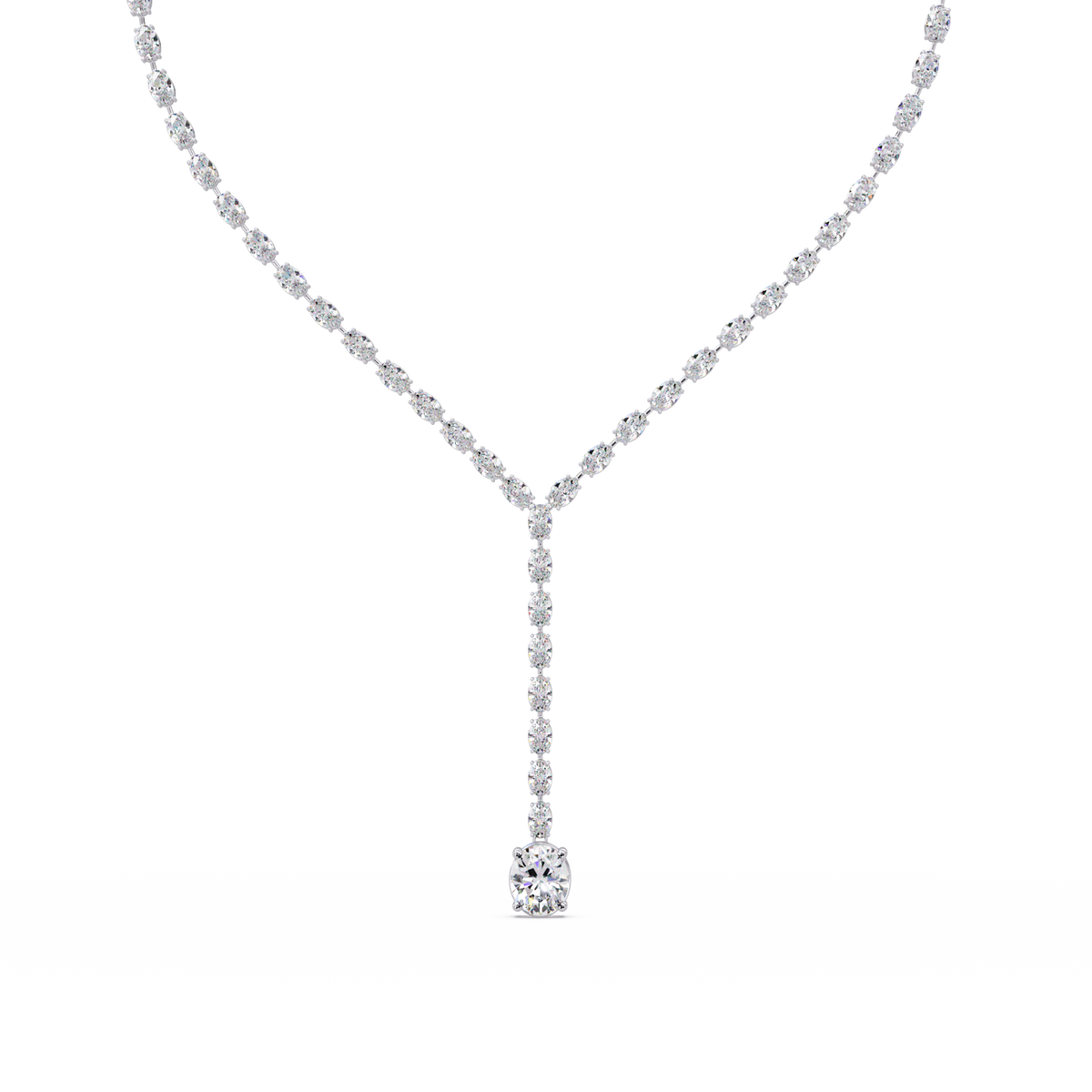 Oval Cut Drops Shape Lab Grown tennis Necklace - HIGHCARAT DIAMONDS