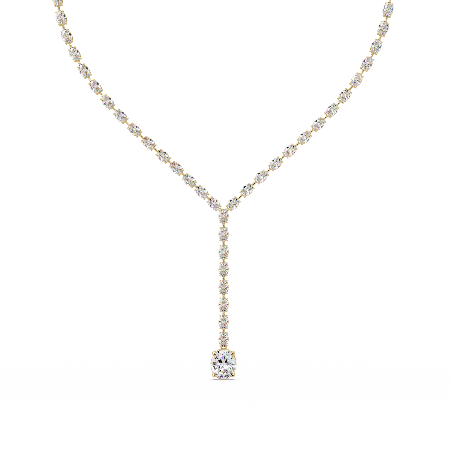 Oval Cut Drops Shape Lab Grown tennis Necklace - HIGHCARAT DIAMONDS