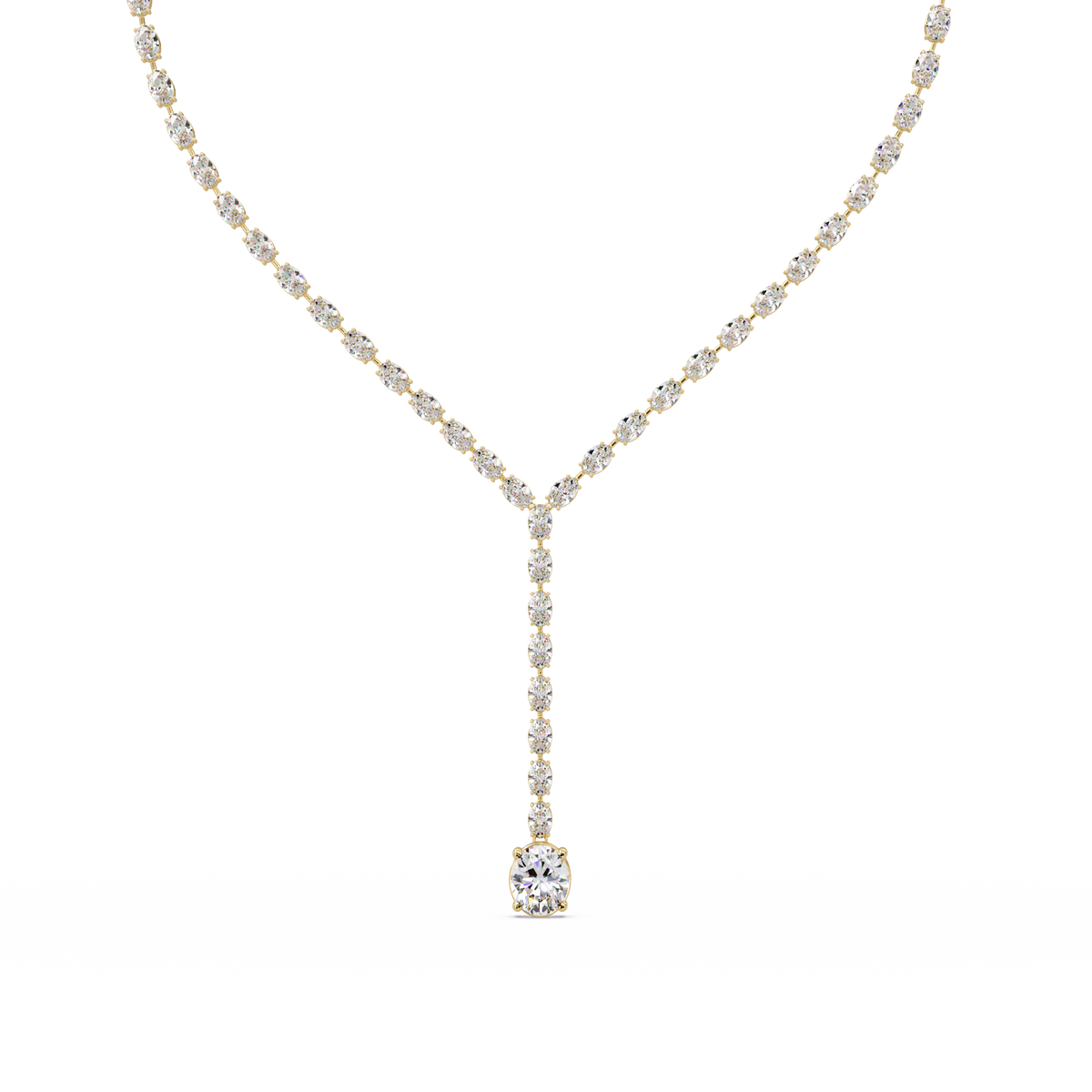Oval Cut Drops Shape Lab Grown tennis Necklace - HIGHCARAT DIAMONDS