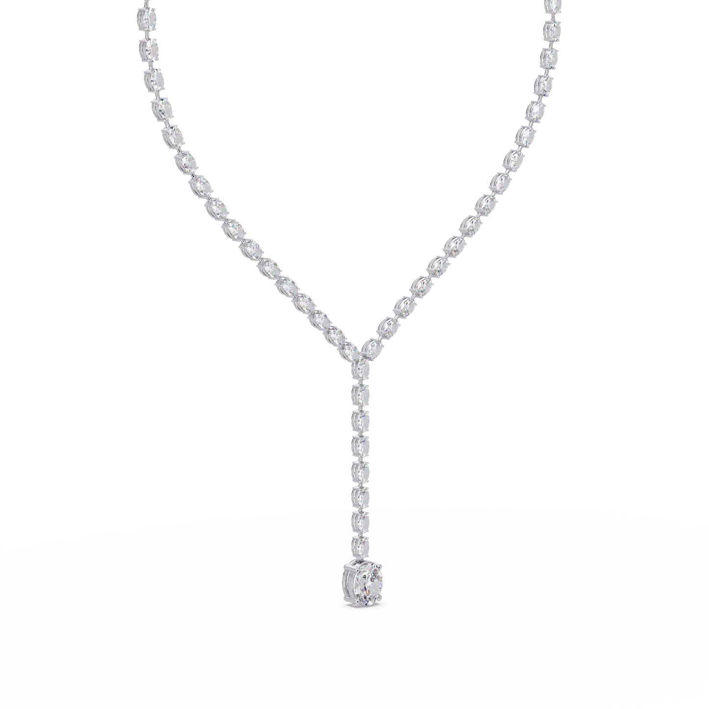 Oval Cut Drops Shape Lab Grown tennis Necklace - HIGHCARAT DIAMONDS