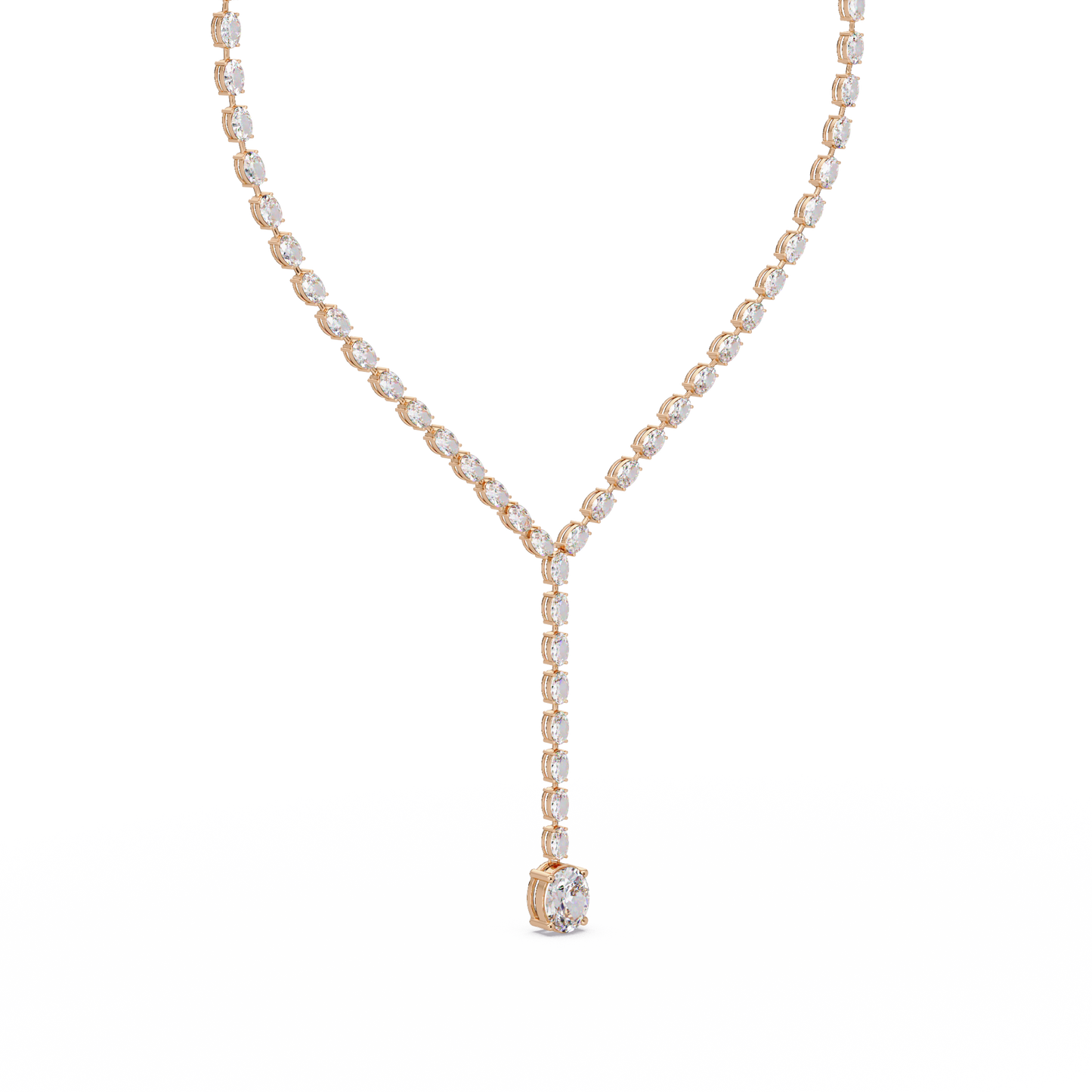 Oval Cut Drops Shape Lab Grown tennis Necklace - HIGHCARAT DIAMONDS