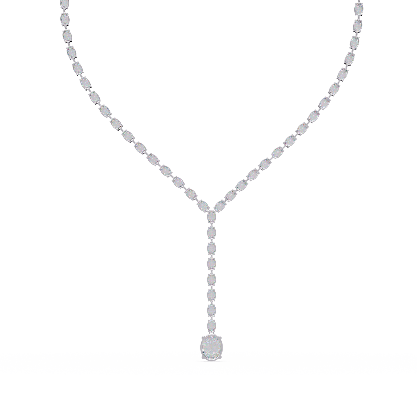 Oval Cut Drops Shape Lab Grown tennis Necklace - HIGHCARAT DIAMONDS
