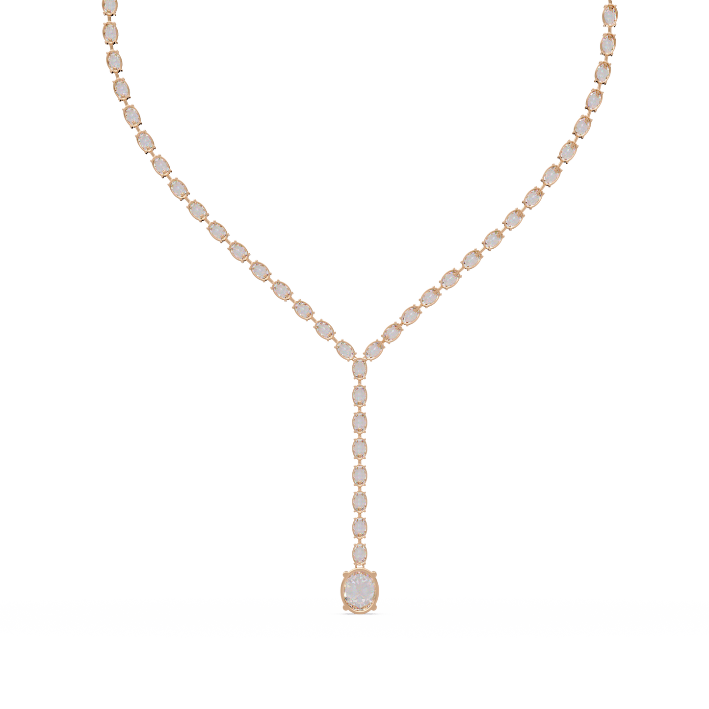 Oval Cut Drops Shape Lab Grown tennis Necklace - HIGHCARAT DIAMONDS