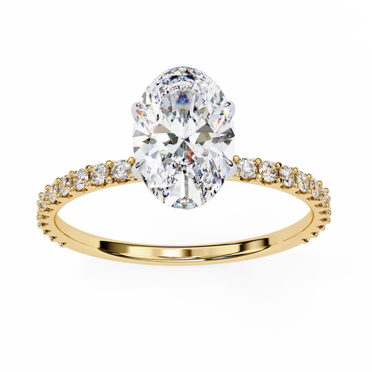 Oval Cut Lab Diamond Solitaire Accent Ring - HIGHCARAT DIAMONDS