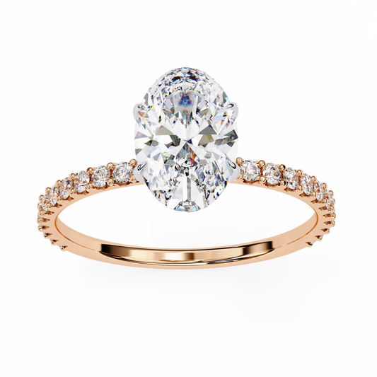 Oval Cut Lab Diamond Solitaire Accent Ring