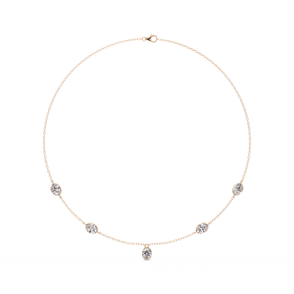 Oval Cut Lab Grown Diamond Bezel Set Station Necklace - HIGHCARAT DIAMONDS