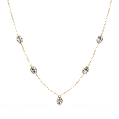 Oval Cut Lab Grown Diamond Bezel Set Station Necklace - HIGHCARAT DIAMONDS