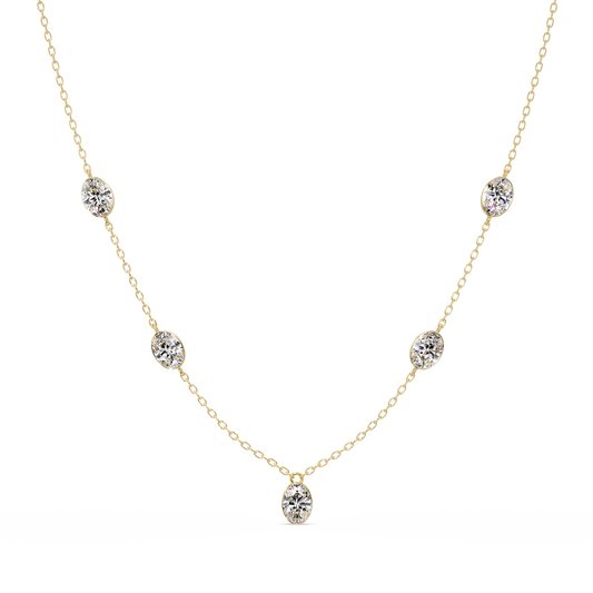 Oval Cut Lab Grown Diamond Bezel Set Station Necklace - HIGHCARAT DIAMONDS