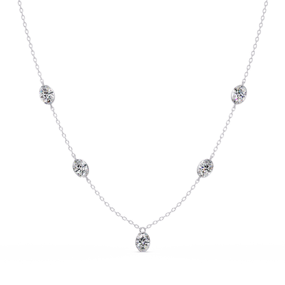Oval Cut Lab Grown Diamond Bezel Set Station Necklace - HIGHCARAT DIAMONDS