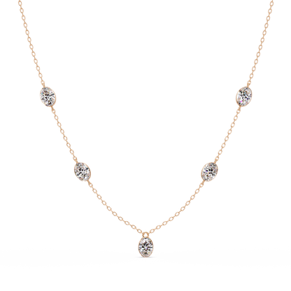Oval Cut Lab Grown Diamond Bezel Set Station Necklace - HIGHCARAT DIAMONDS